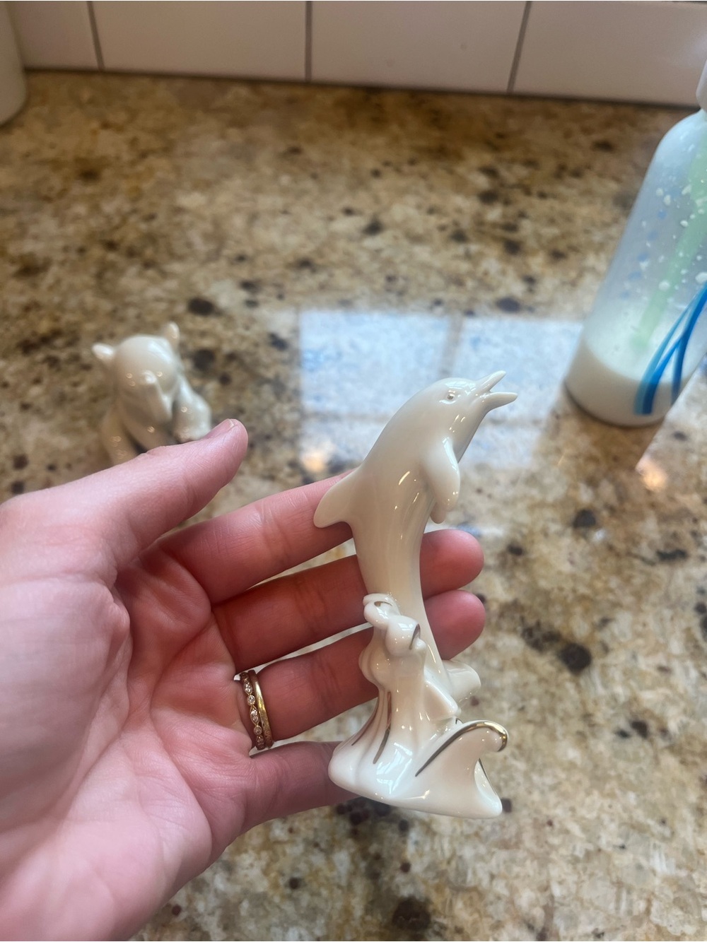 Vintage Lenox 24K Porcelain Elephant and Dolphin Figurines - Picture 5 of 15
